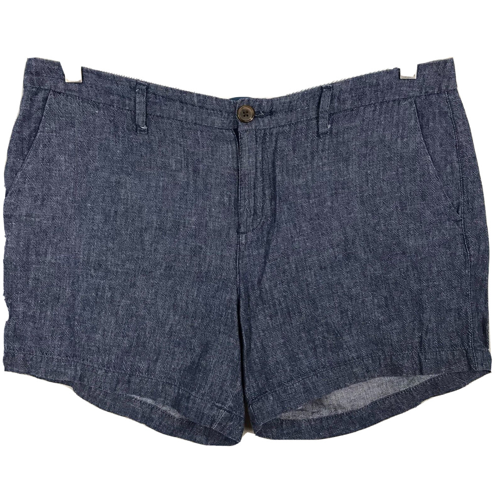 Old Navy‎ Shorts Womens Sz 10 Lightweight Blue Chambray Linen Blend Everyday